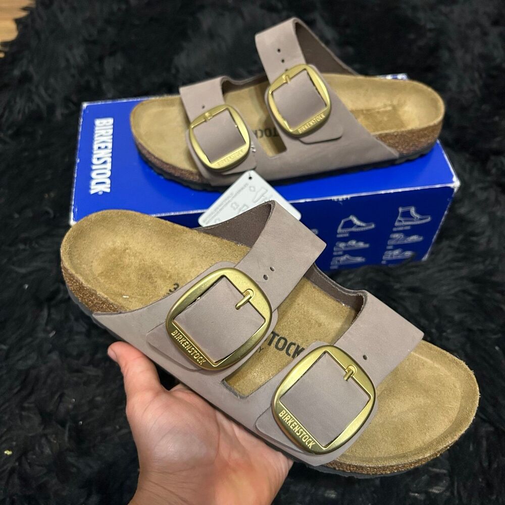 BIRKENSTOCK Arizona big buckle purple leather gold buckle sandals shoes eur 38 - Picture 8 of 8